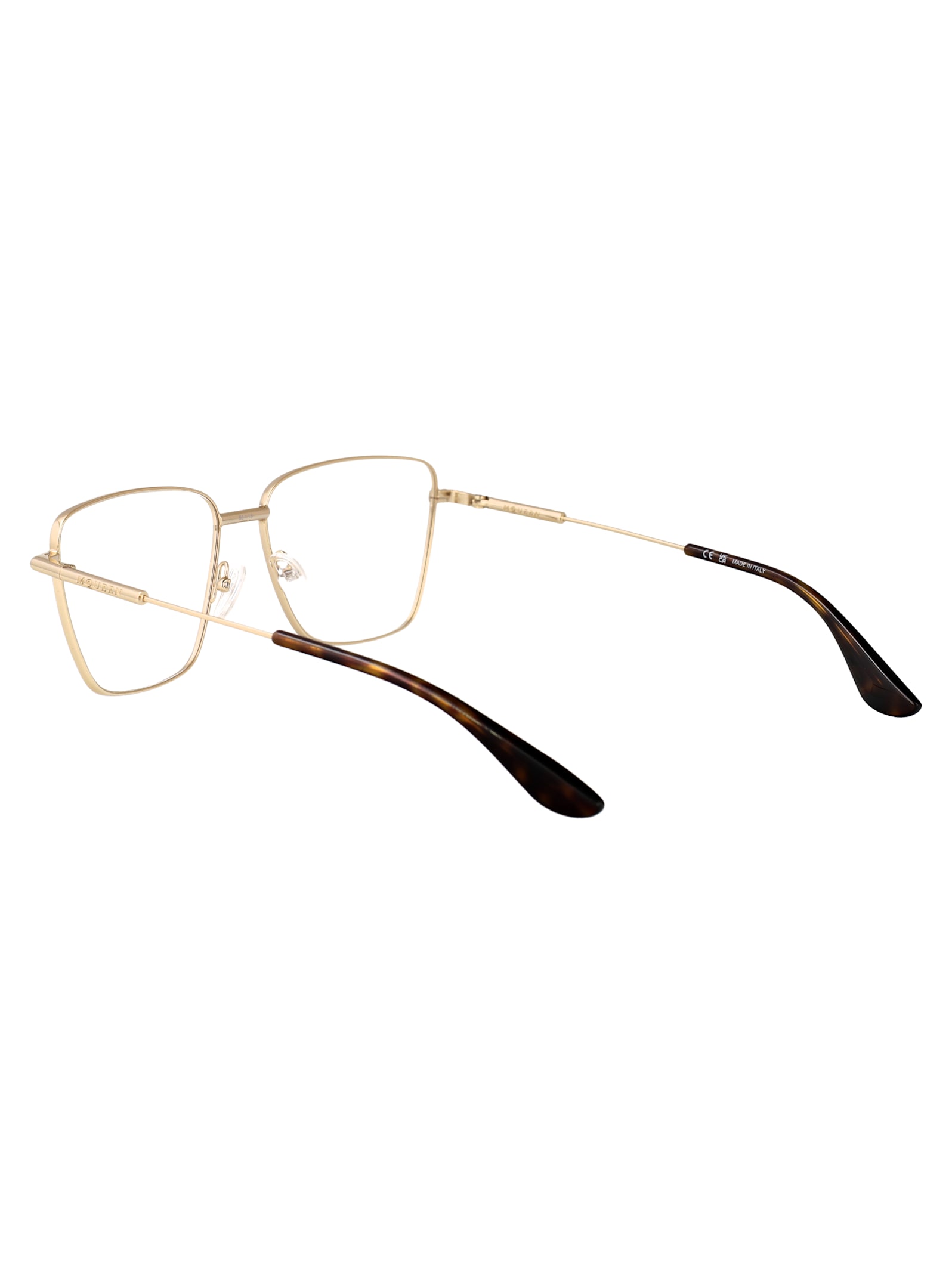 Alexander Mcqueen Gold-gold-transparent Metal Glasses In Neutral