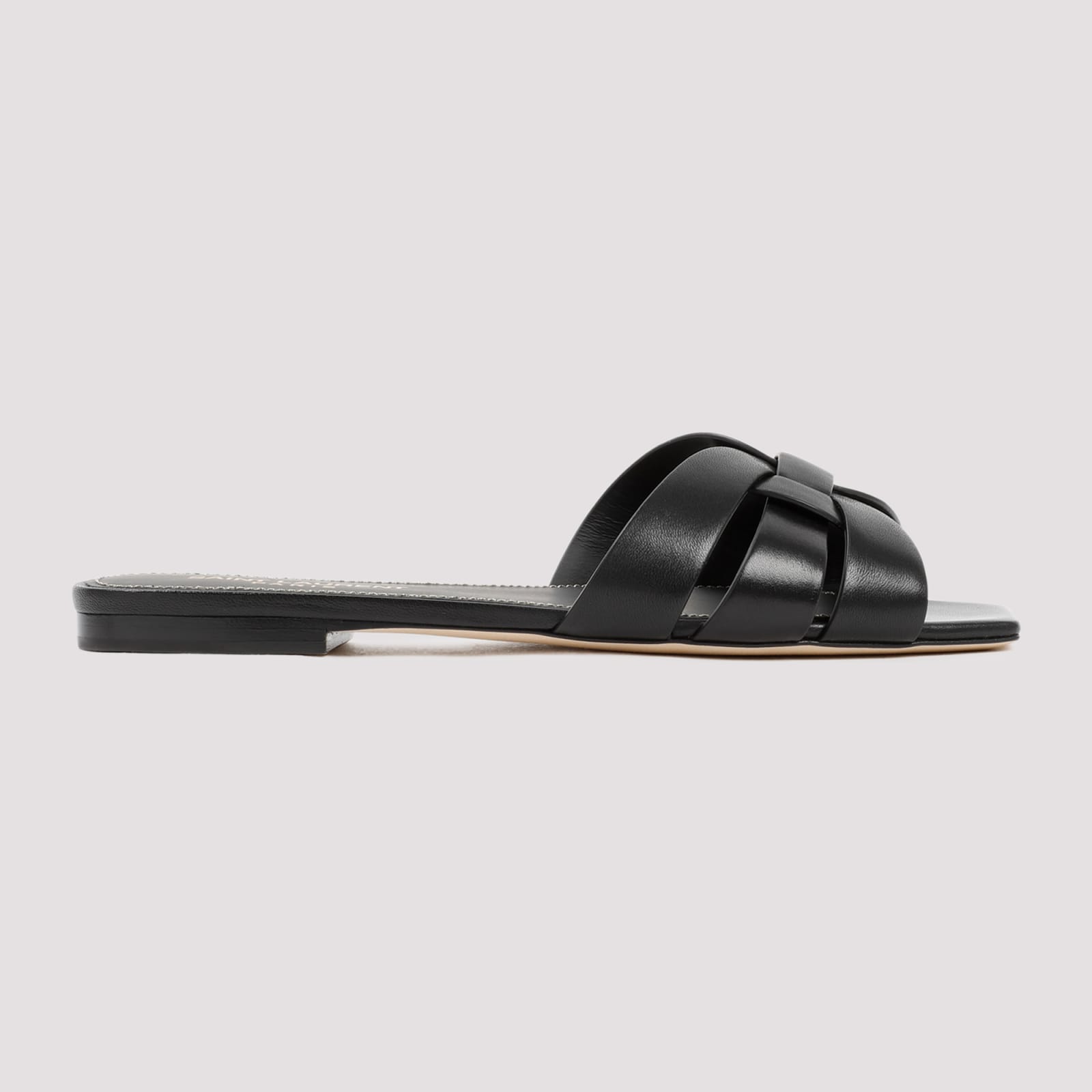 Saint Laurent Tribute 05 Leather Nu Pieds Flat Sandals In Black