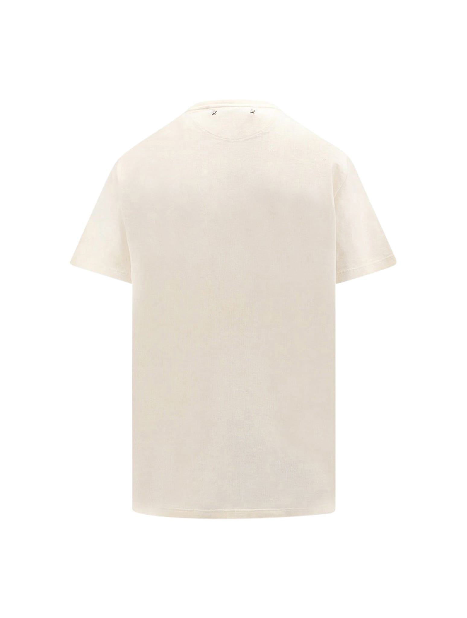 Shop Golden Goose Journey W`s T-shirt Regular S/s Gauze Cotton Jersey/distressed Ribs/waterprint In Heritage White