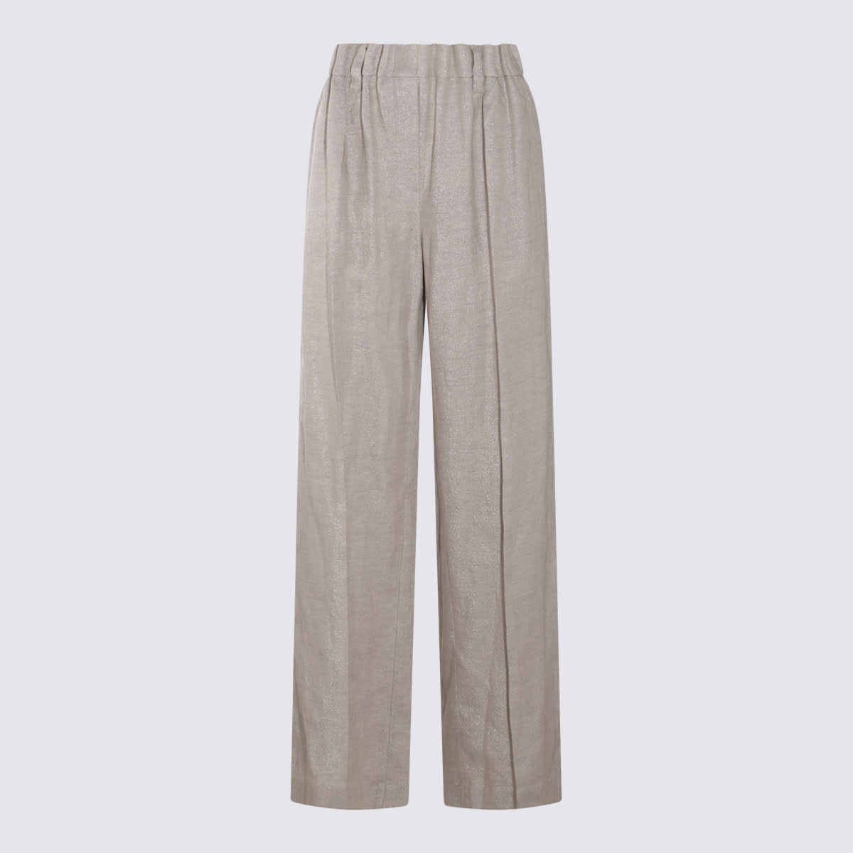Shop Brunello Cucinelli Light Grey Linen Pants