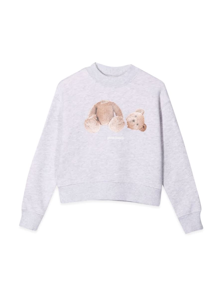Palm Angels Teddy Bear-print Cotton Sweatshirt In Grey