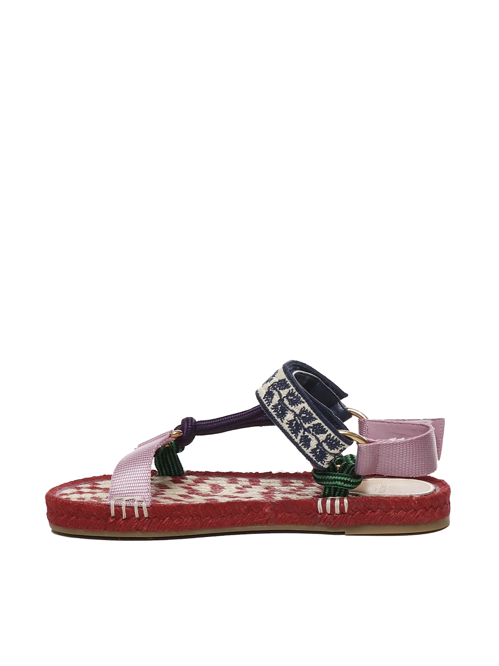 Valentino Embroidered Fabric Lake Powell Sandals In Red