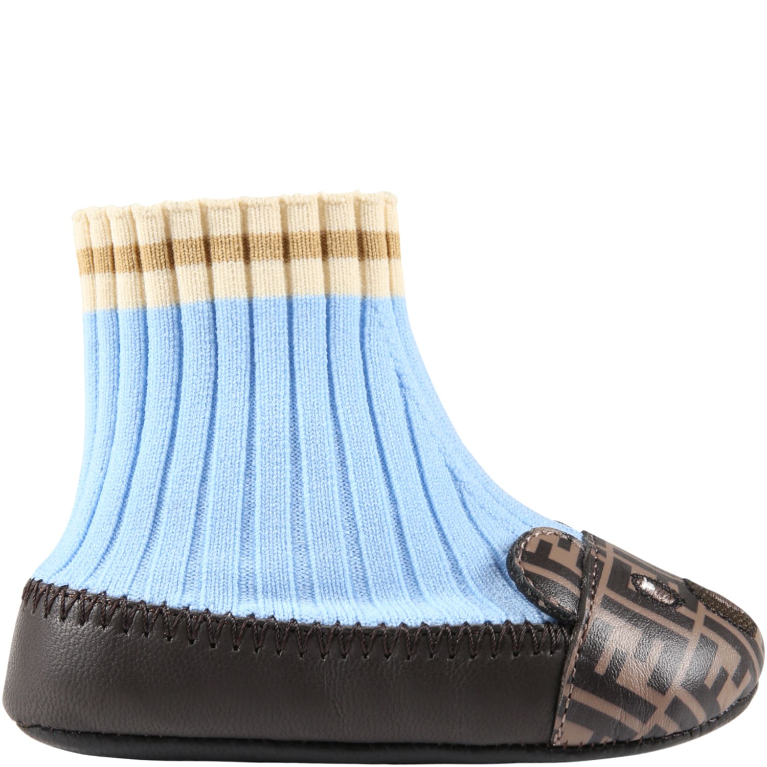 Fendi Light-blue Sneakers For Baby Boy With Ff