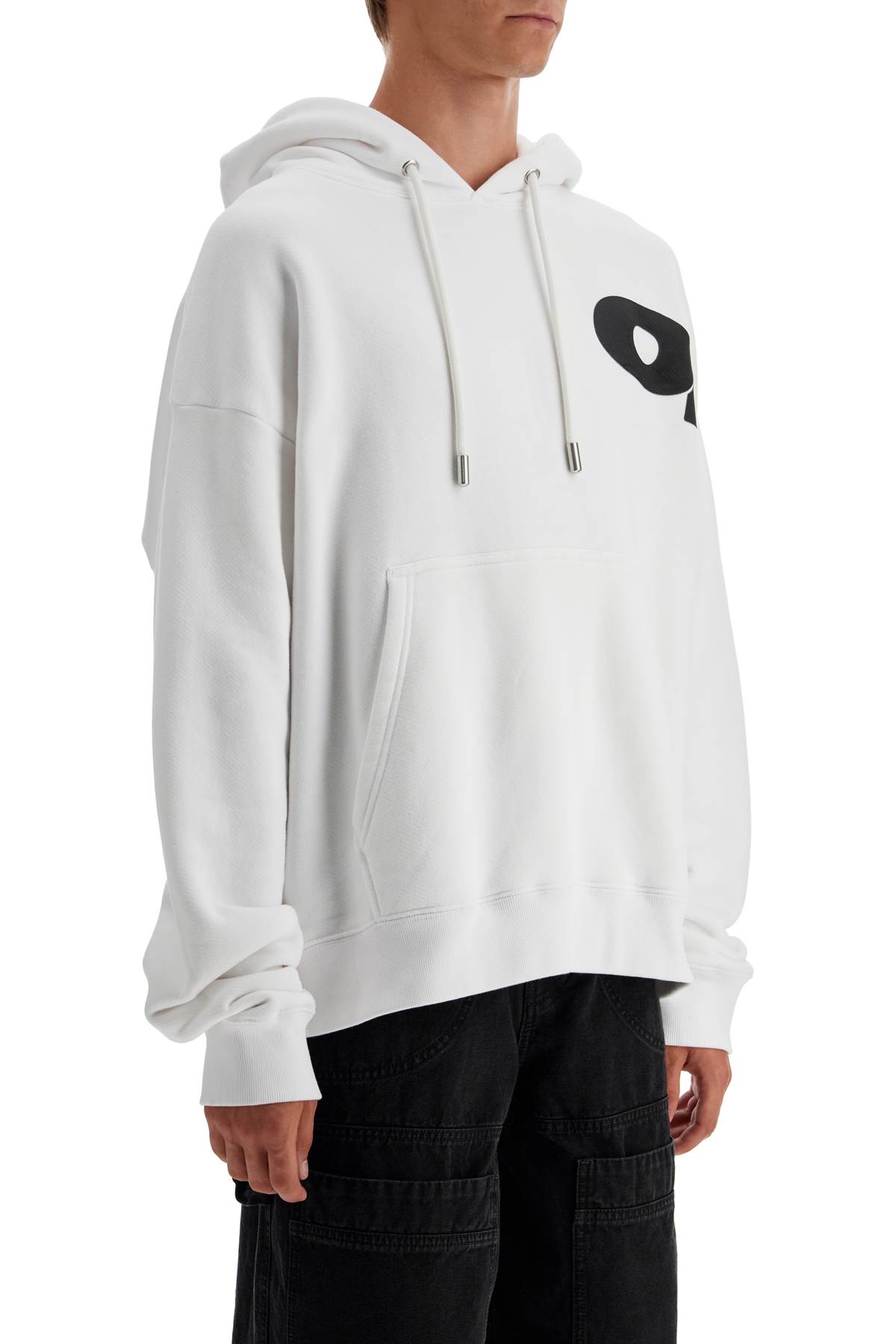 Shop Off-white Hooded Sweatshirt With Shared In White - Black (white)