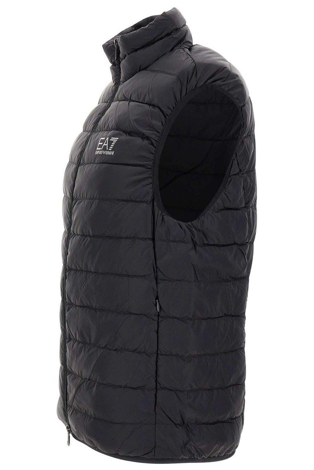 Shop Ea7 Logo Printed Quilted Padded Gilet