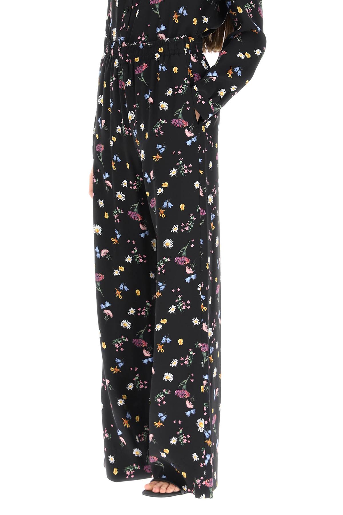 Shop Stella Mccartney Printed Silk Pants In Black