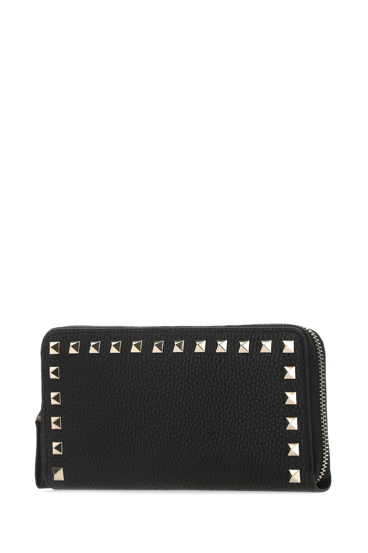 VALENTINO GARAVANI BLACK LEATHER ROCKSTUD WALLET