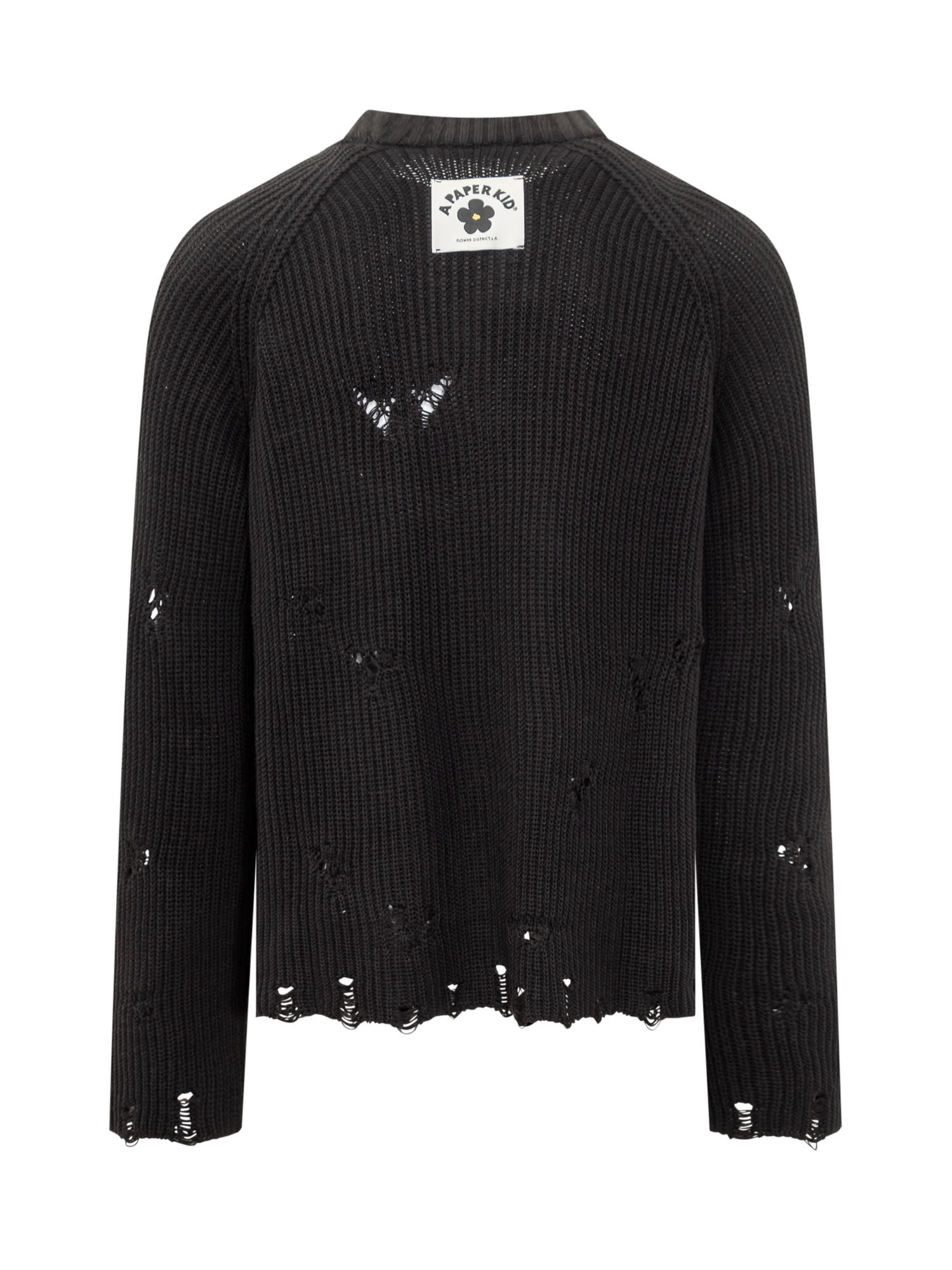 Shop A Paper Kid Distressed Effect Sweater In Nero/black