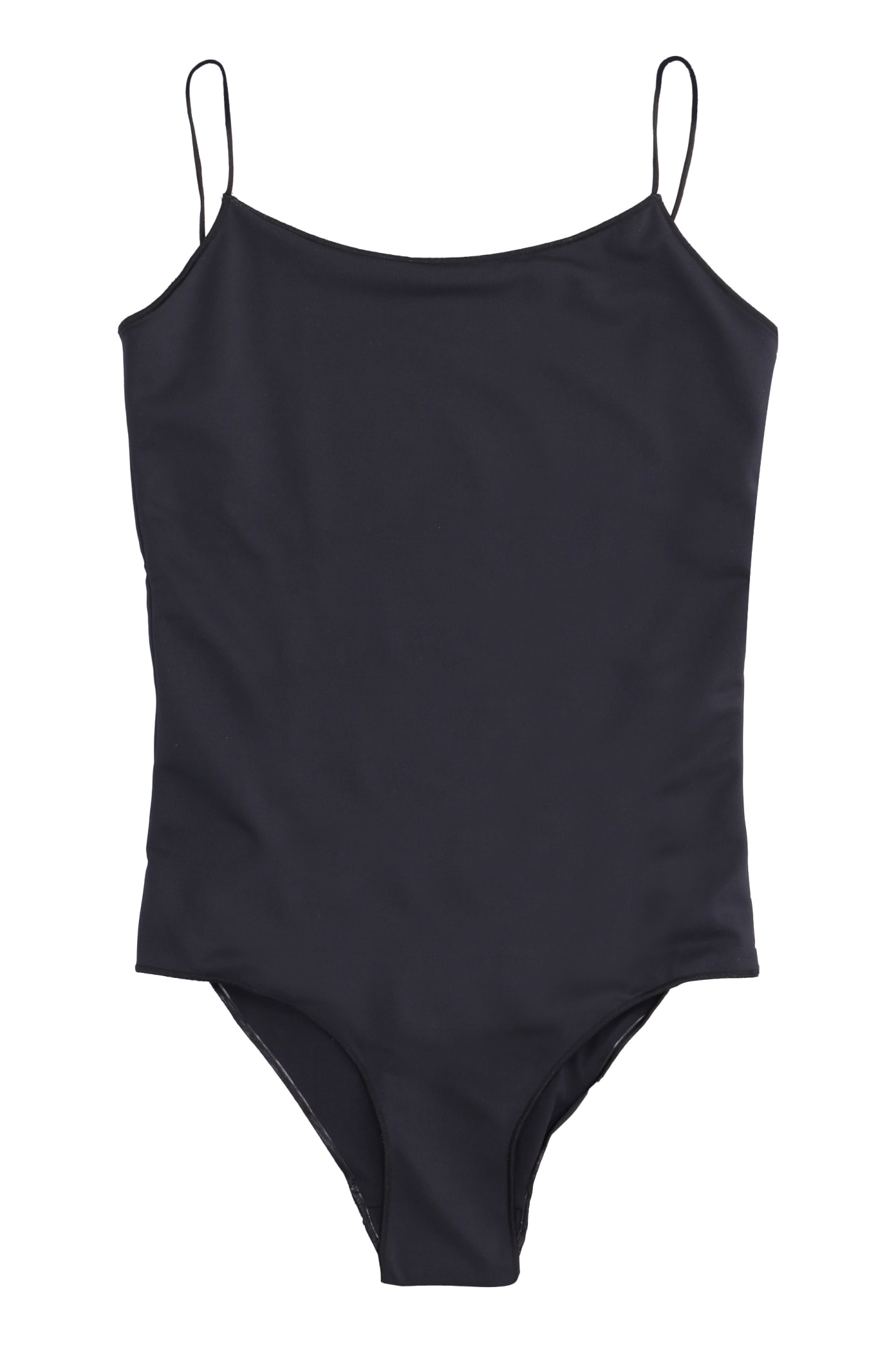 Oseree 'lumière Maillot' Blue Swimsuit With Open Back In Black
