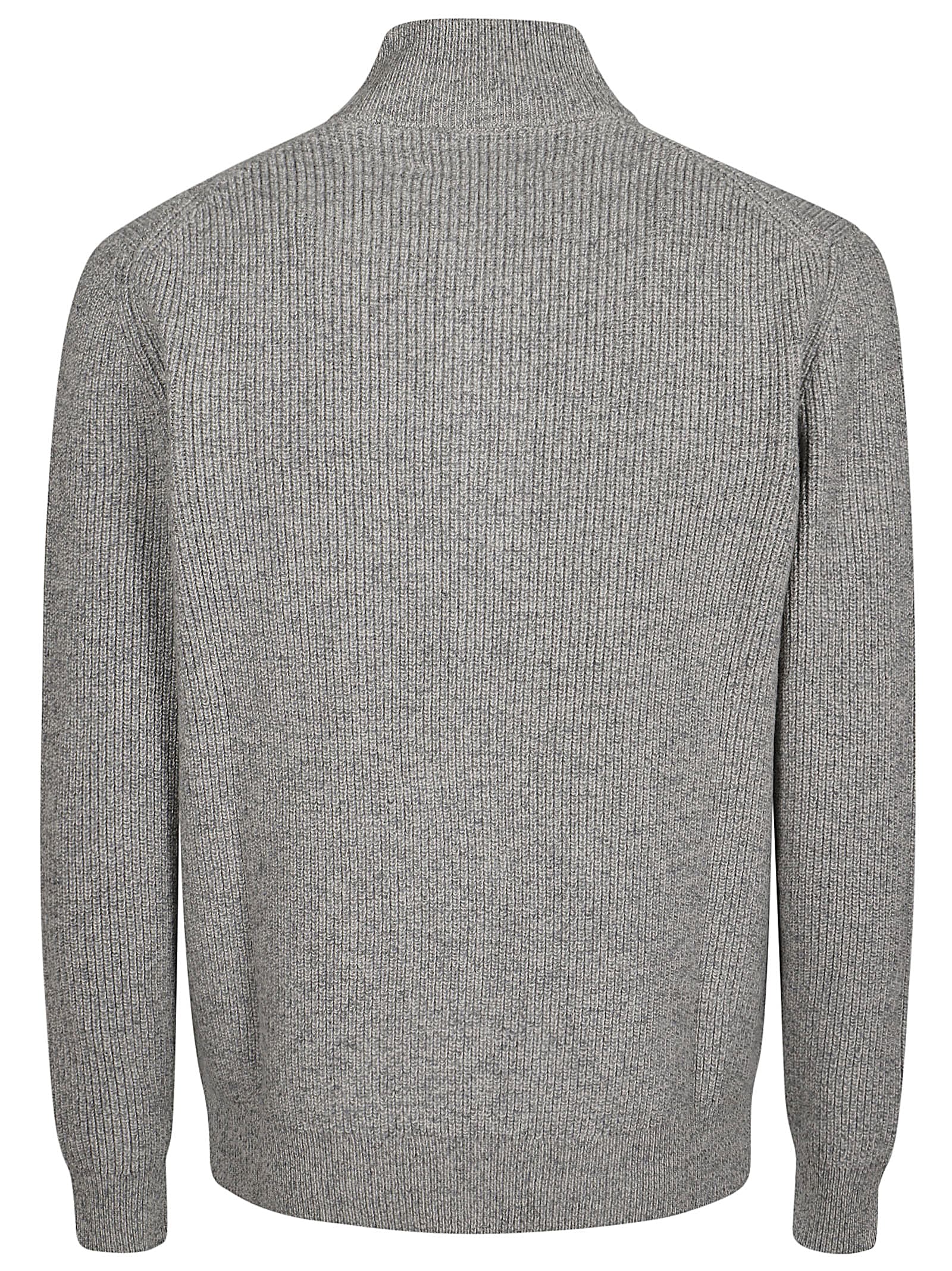 Shop Ballantyne Turtle Neck Zipped Cardigan In Grey/lino