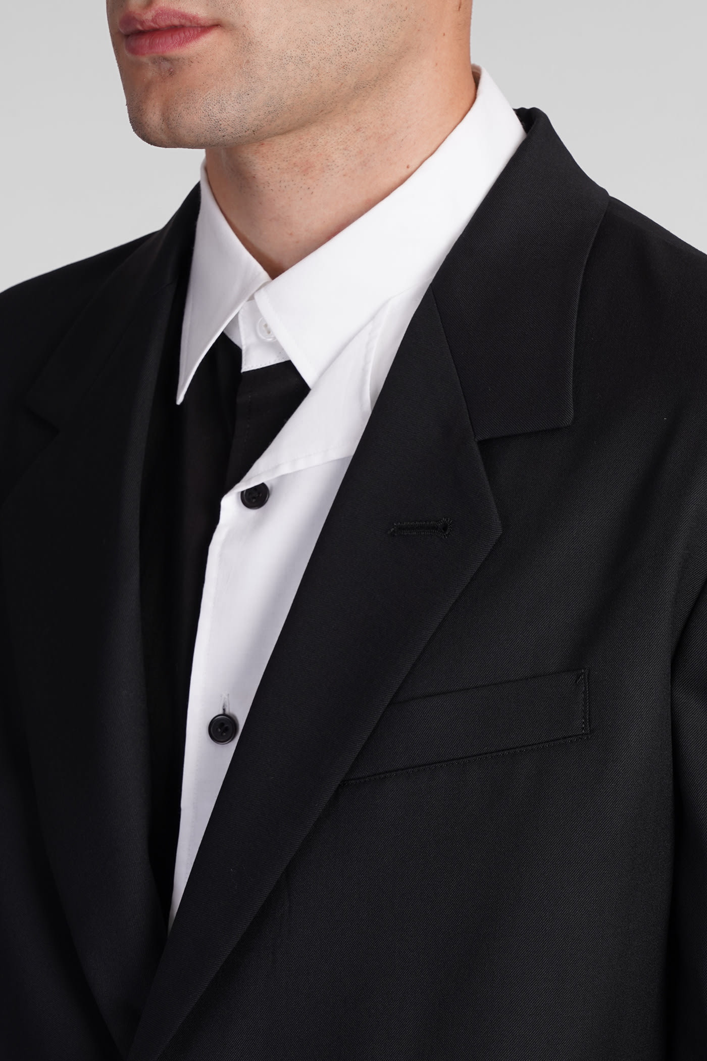 Shop Yohji Yamamoto Blazer In Black Wool