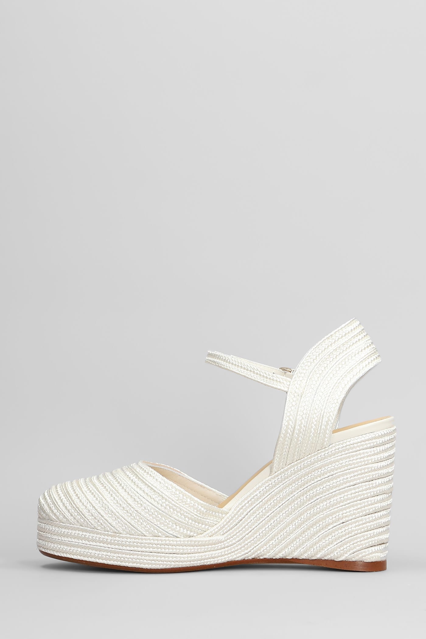 Shop Castaã±er Carolyn-142 Wedges In White Fabric