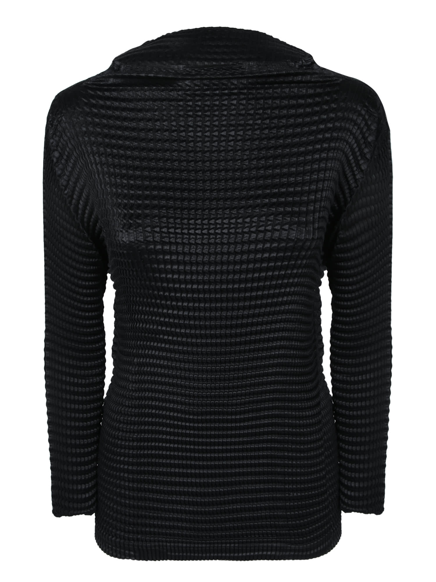 Issey Miyake Suede-like Pleats Top In Black In Black