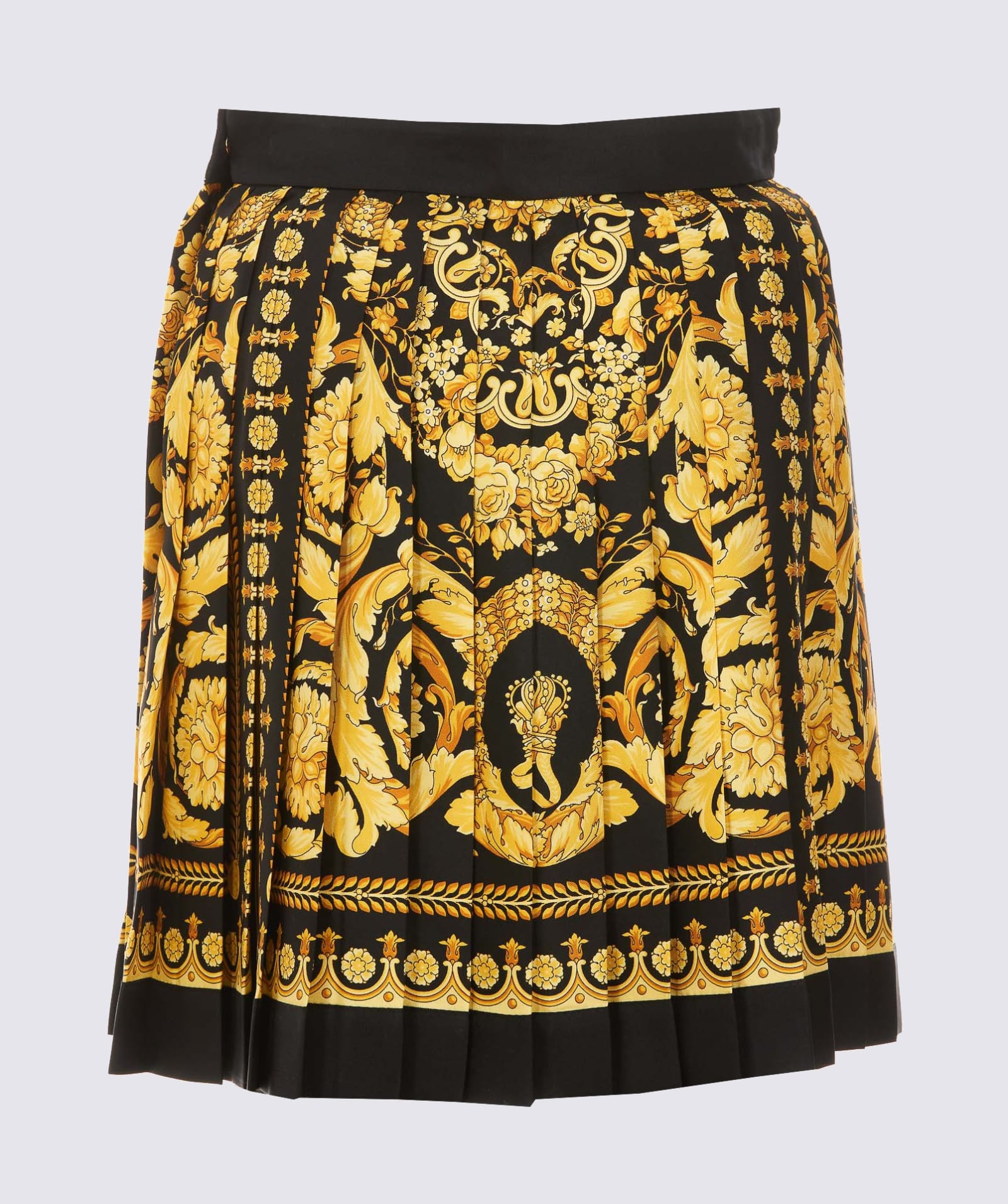 Shop Versace Black And Gold Cotton Skirt