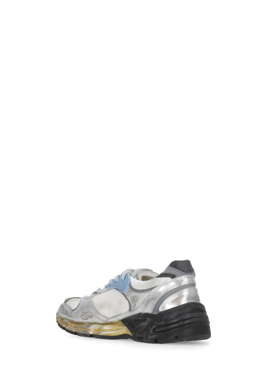 Golden Goose Mesh And Silver Laminated Leather Sneakers With Star In Multi