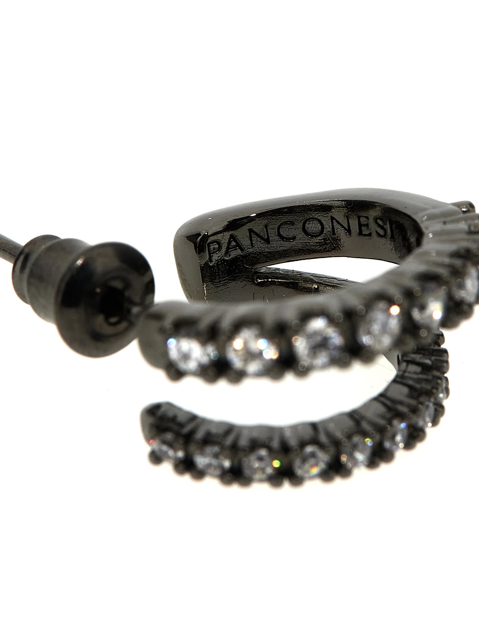 Shop Panconesi Crystal Stellar Hoops Earrings In Silver