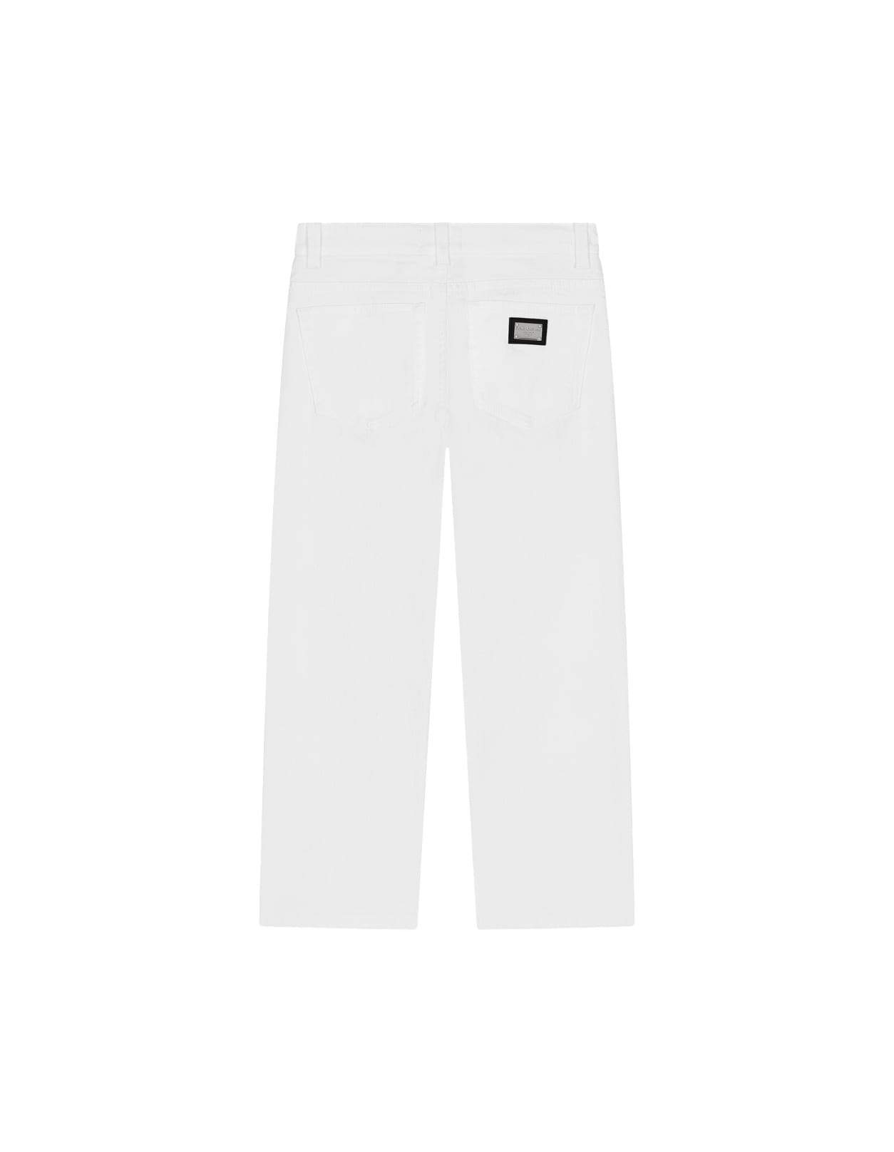 Shop Dolce & Gabbana 5 Pocket White Denim Trousers With Tears