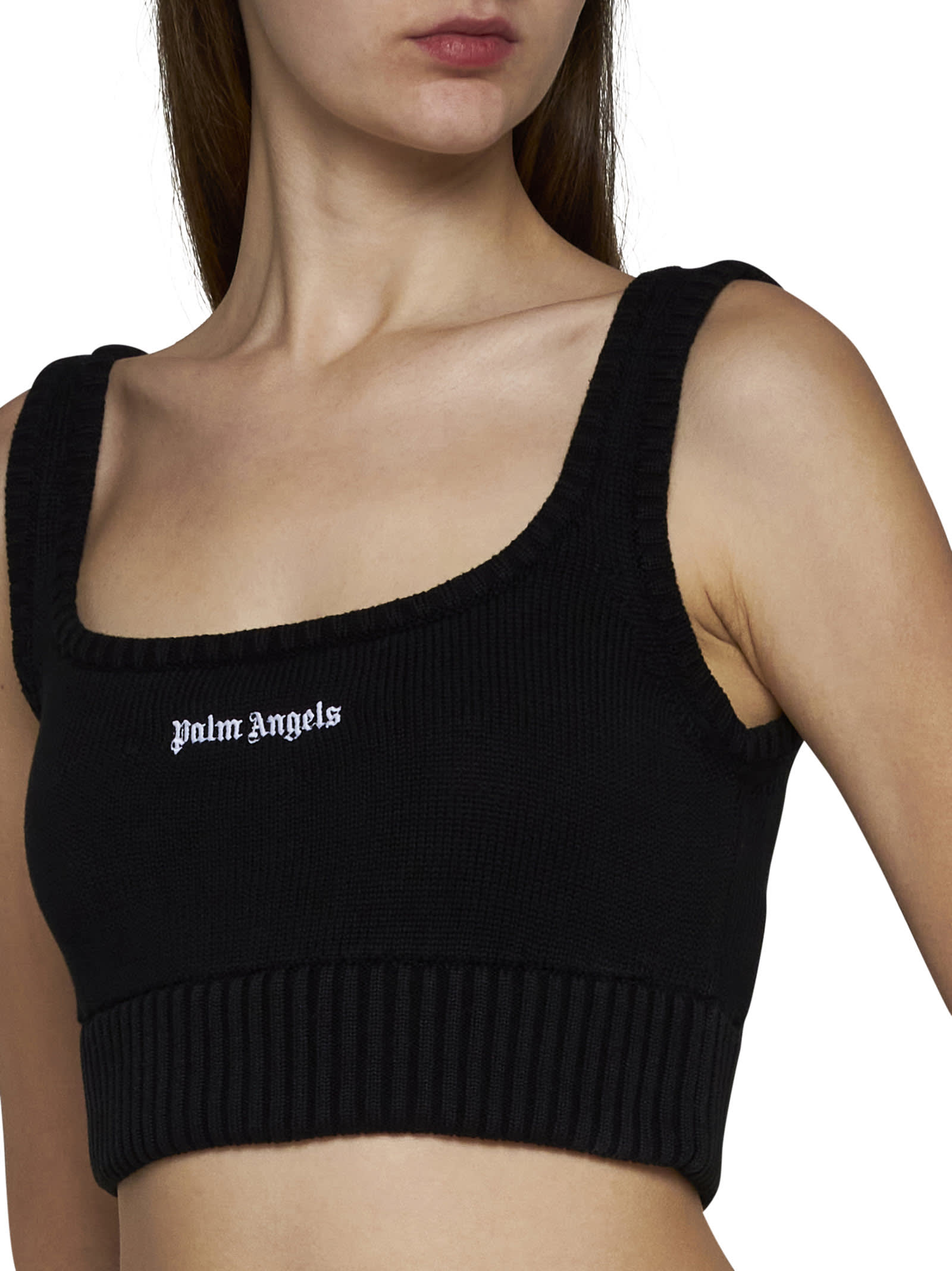 Shop Palm Angels Top In Black Off White