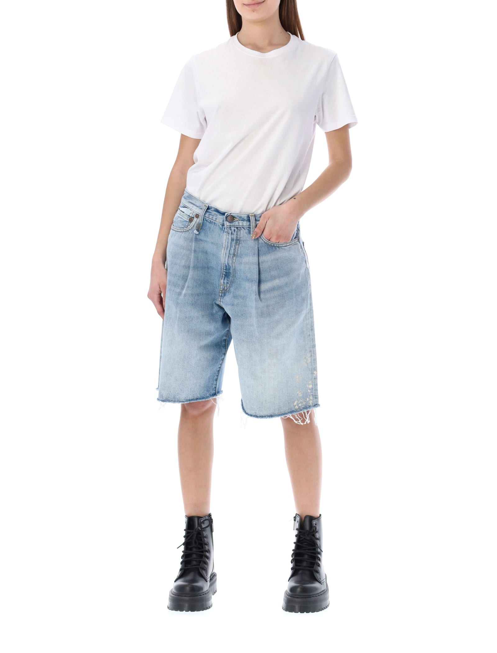 R13 DAMON PLEATED RELAXED SHORT