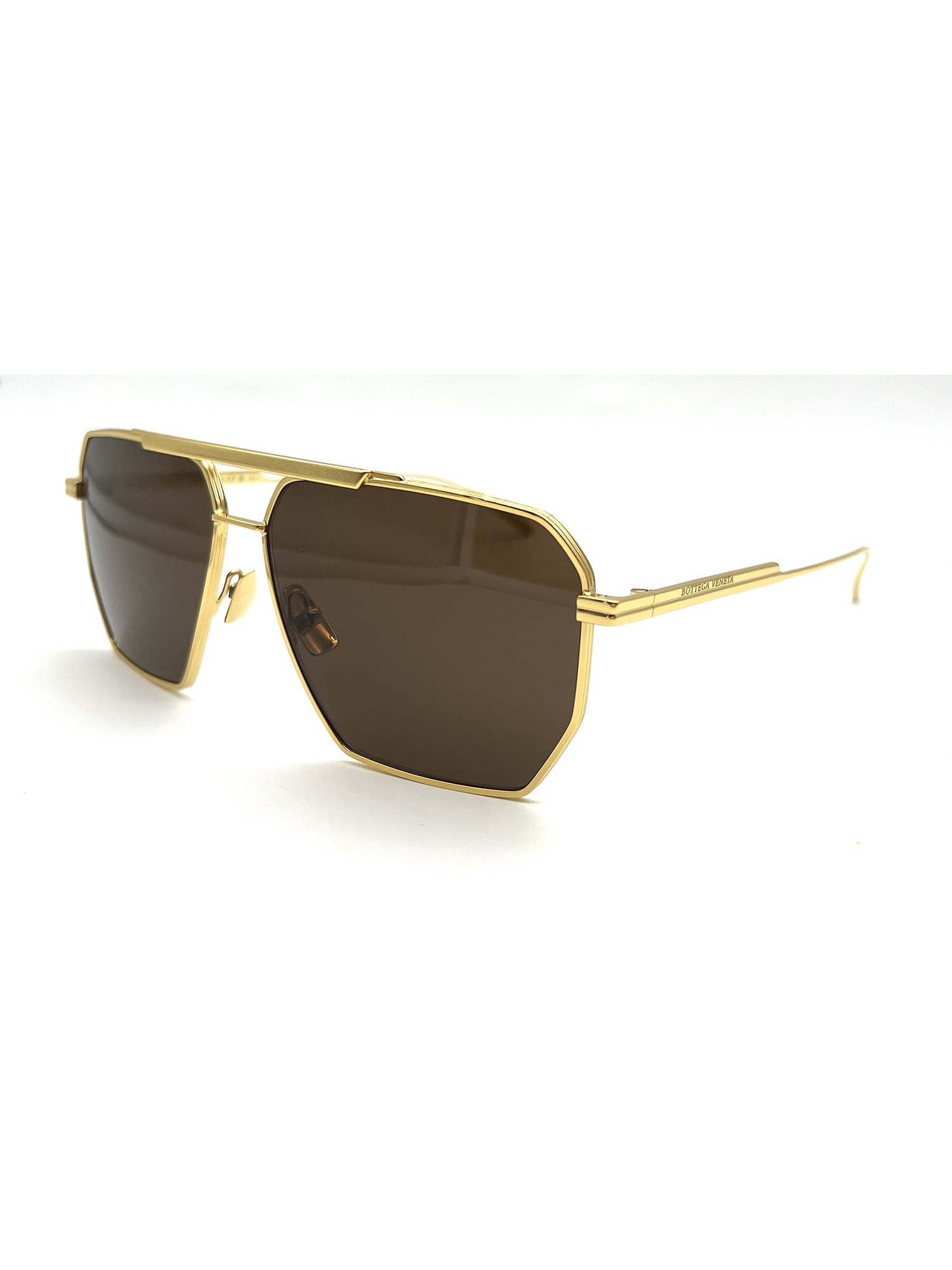 Bottega Veneta Bv1012s Sunglasses In 003 Gold Gold Brown