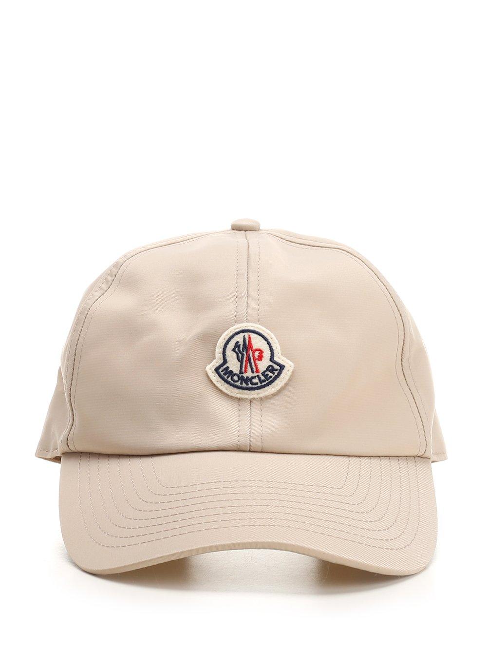 Shop Moncler Logo Patch Baseball Cap In Beige