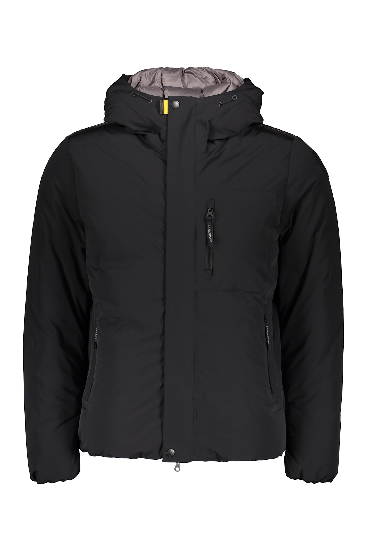 Parajumpers Elegant Black Down Jacket With Hood And Zip. In Black