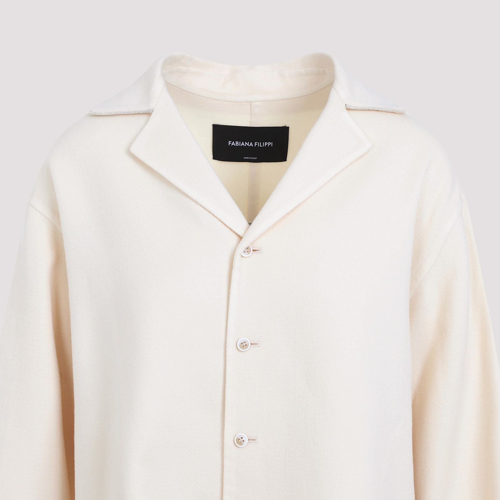 Shop Fabiana Filippi Virgin Wool Jacket In Vaniglia