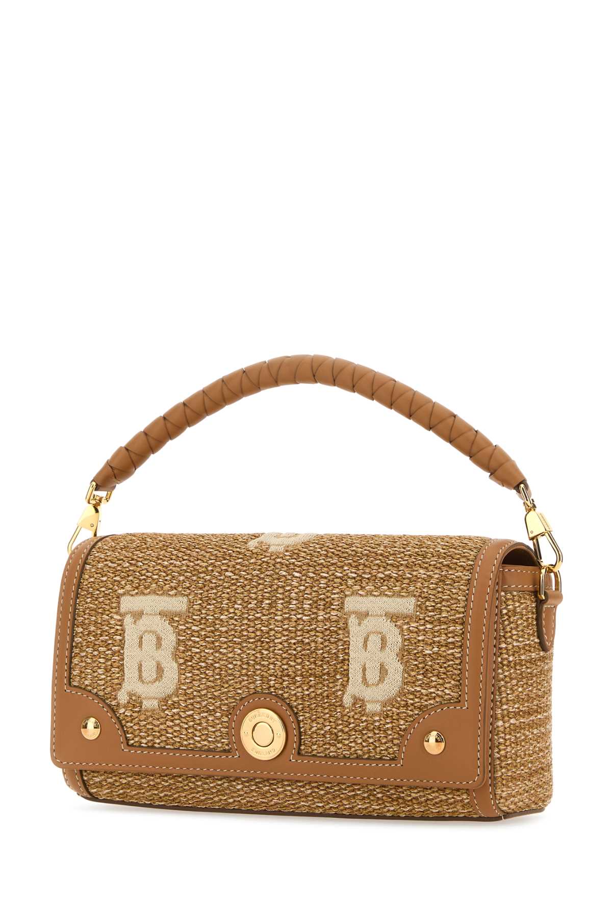 Shop Burberry Camel Raffia Handbag In Natural