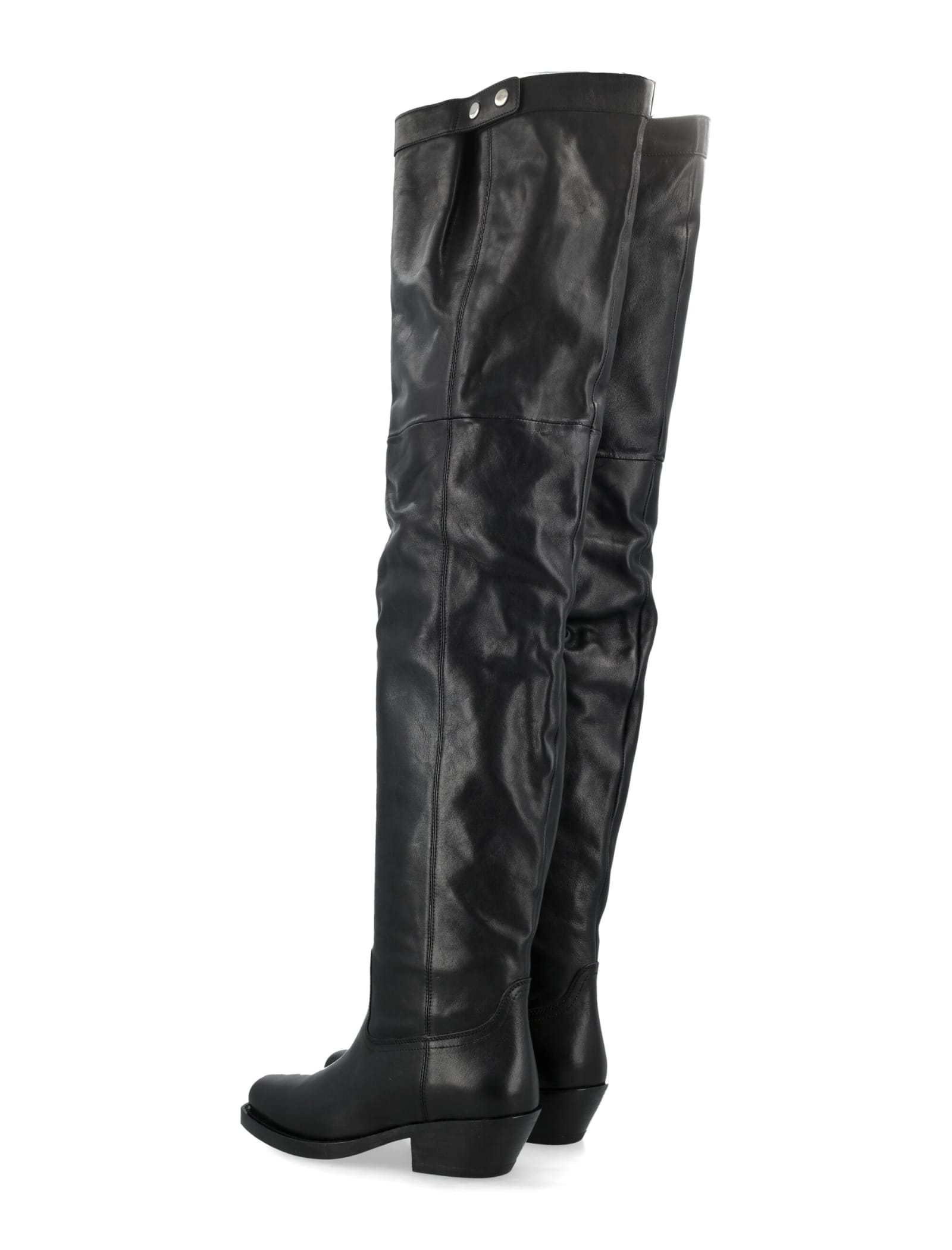 Isabel Marant 40mm Amati-gb Leather Knee High Boots In Black