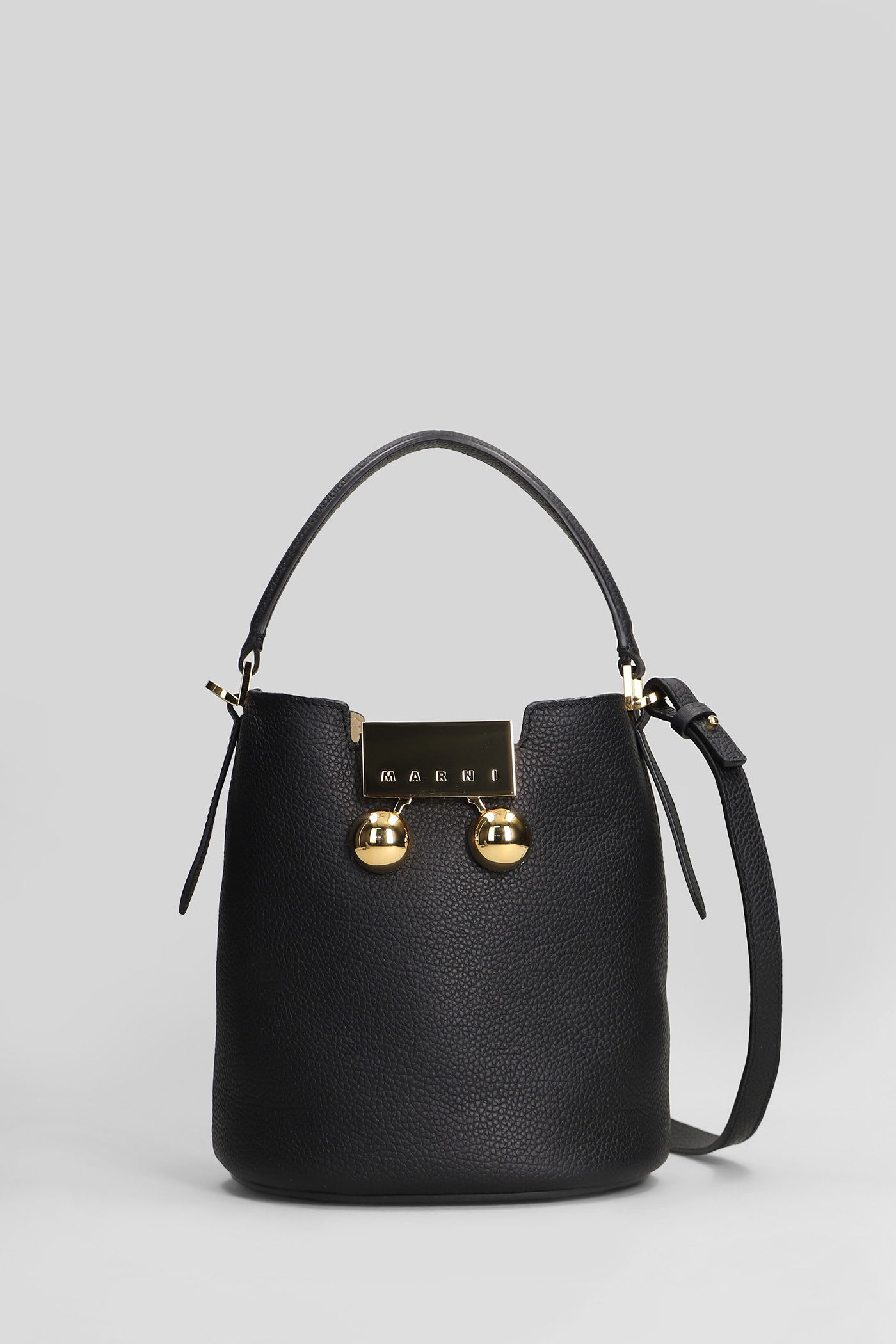 Marni Trunkaroo Shoulder Bag In Black Leather In Black