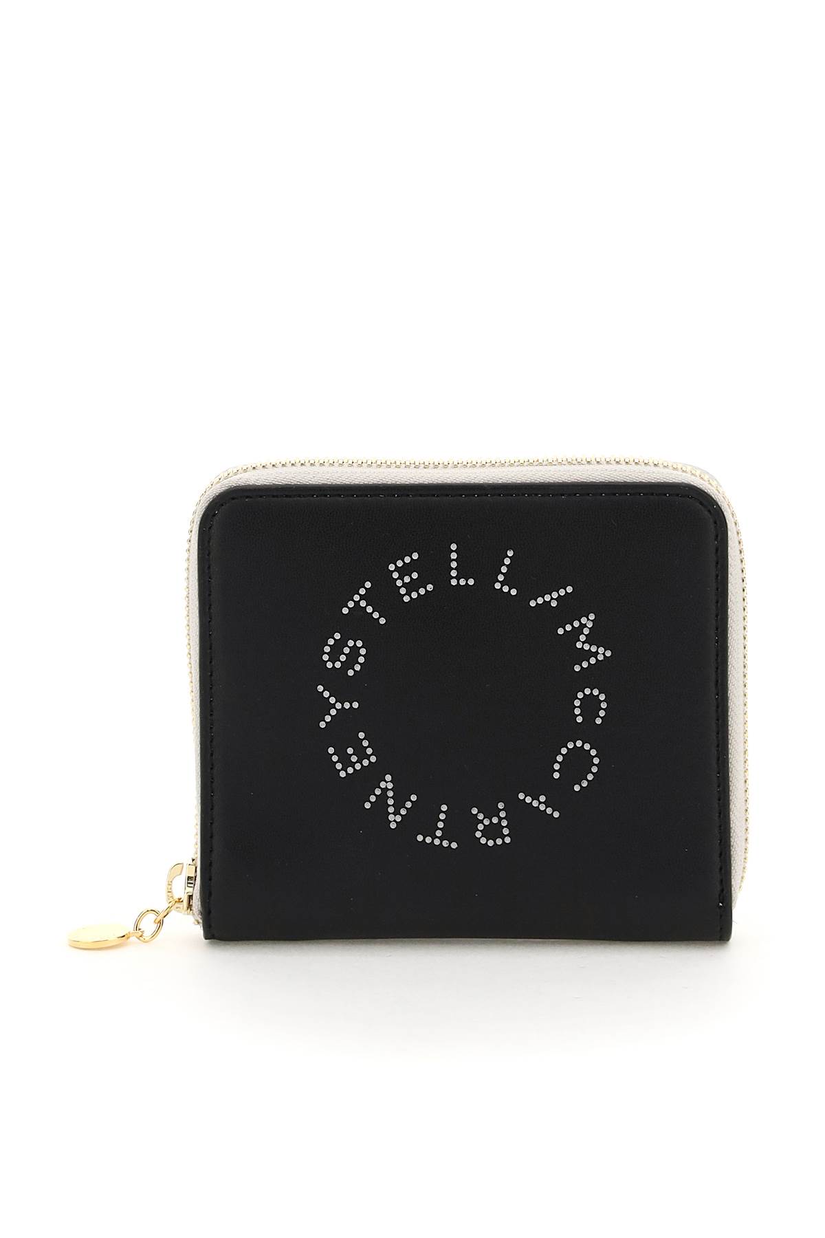 Stella Mccartney Logo Perforated Zipped Wallet In Black