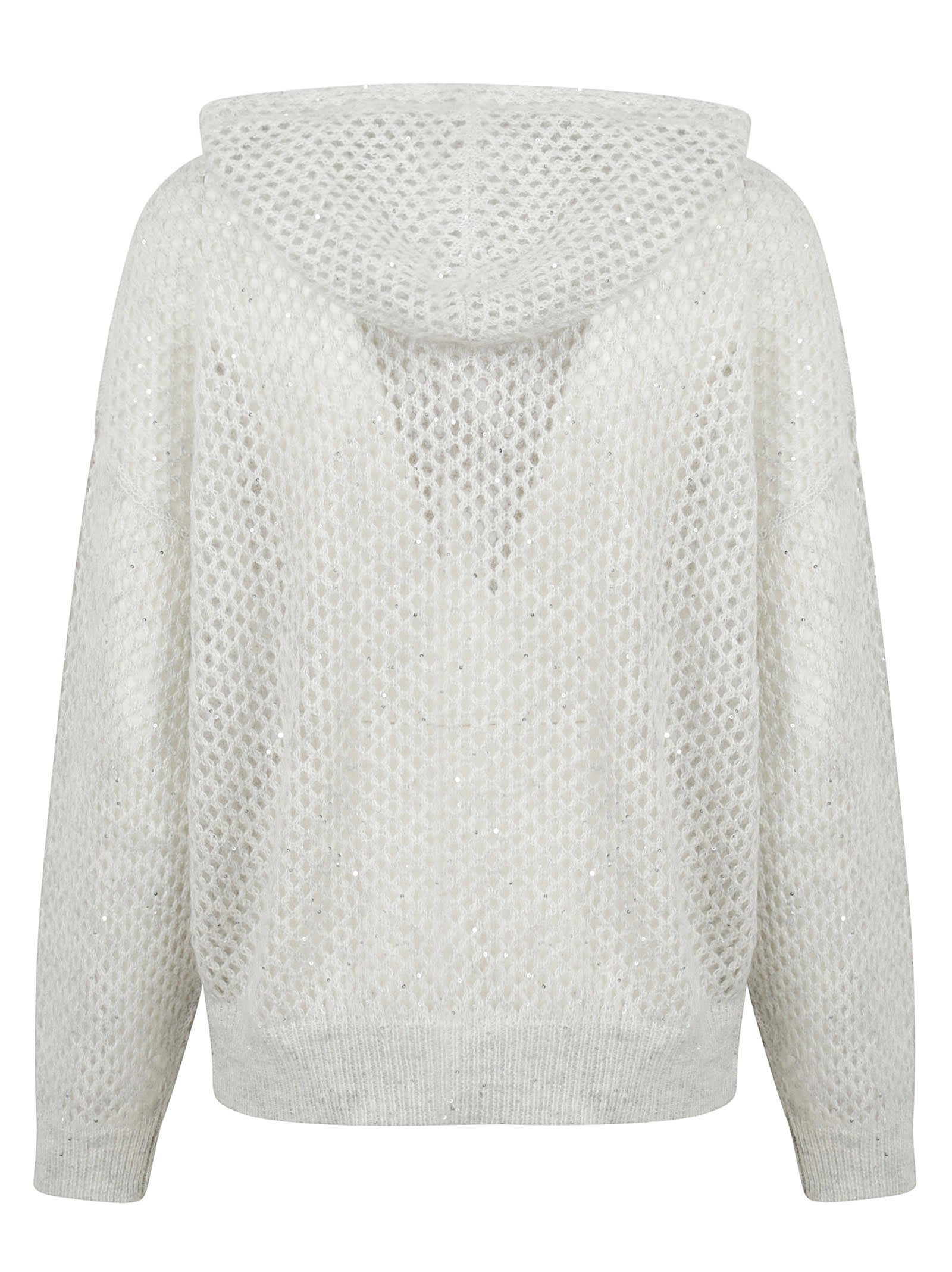Brunello Cucinelli Dazzling Mesh Jumper In White
