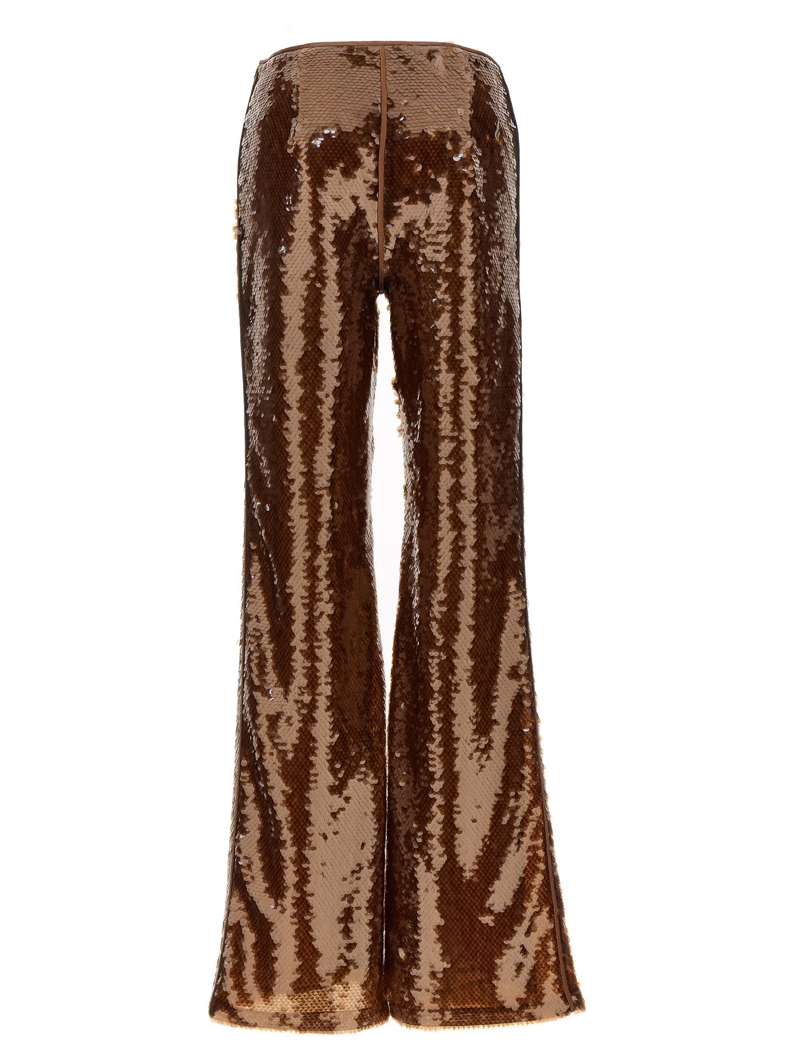 Shop Alberta Ferretti Sequin Pants In Brown