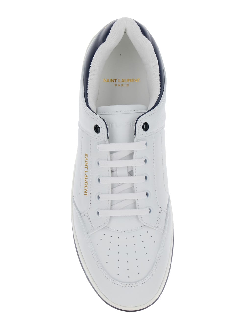 Shop Saint Laurent Sl61 White Low Top Sneakers With Logo In Leather Man