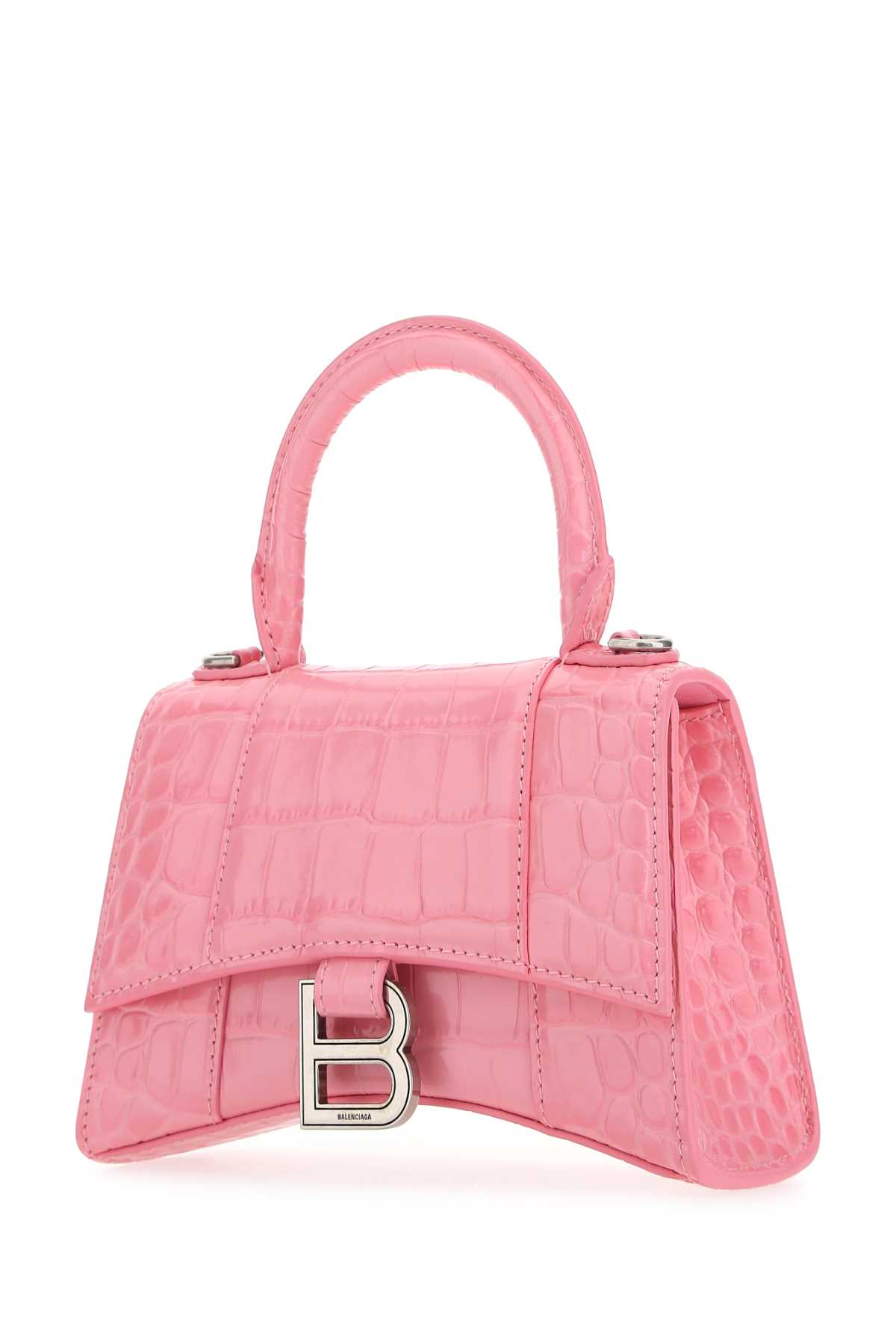 Shop Balenciaga Pink Leather Xs Hourglass Handbag In 5812