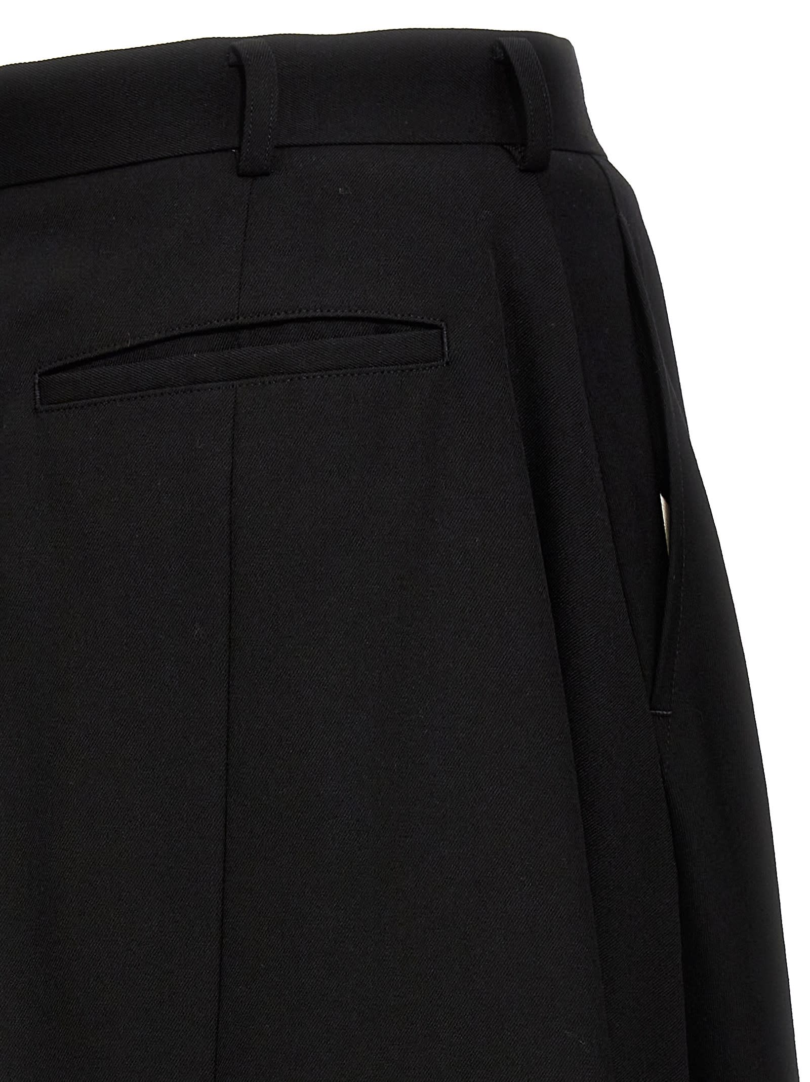 Shop Comme Des Garçons Homme Deux Pleated Wool Bermuda Shorts In Black