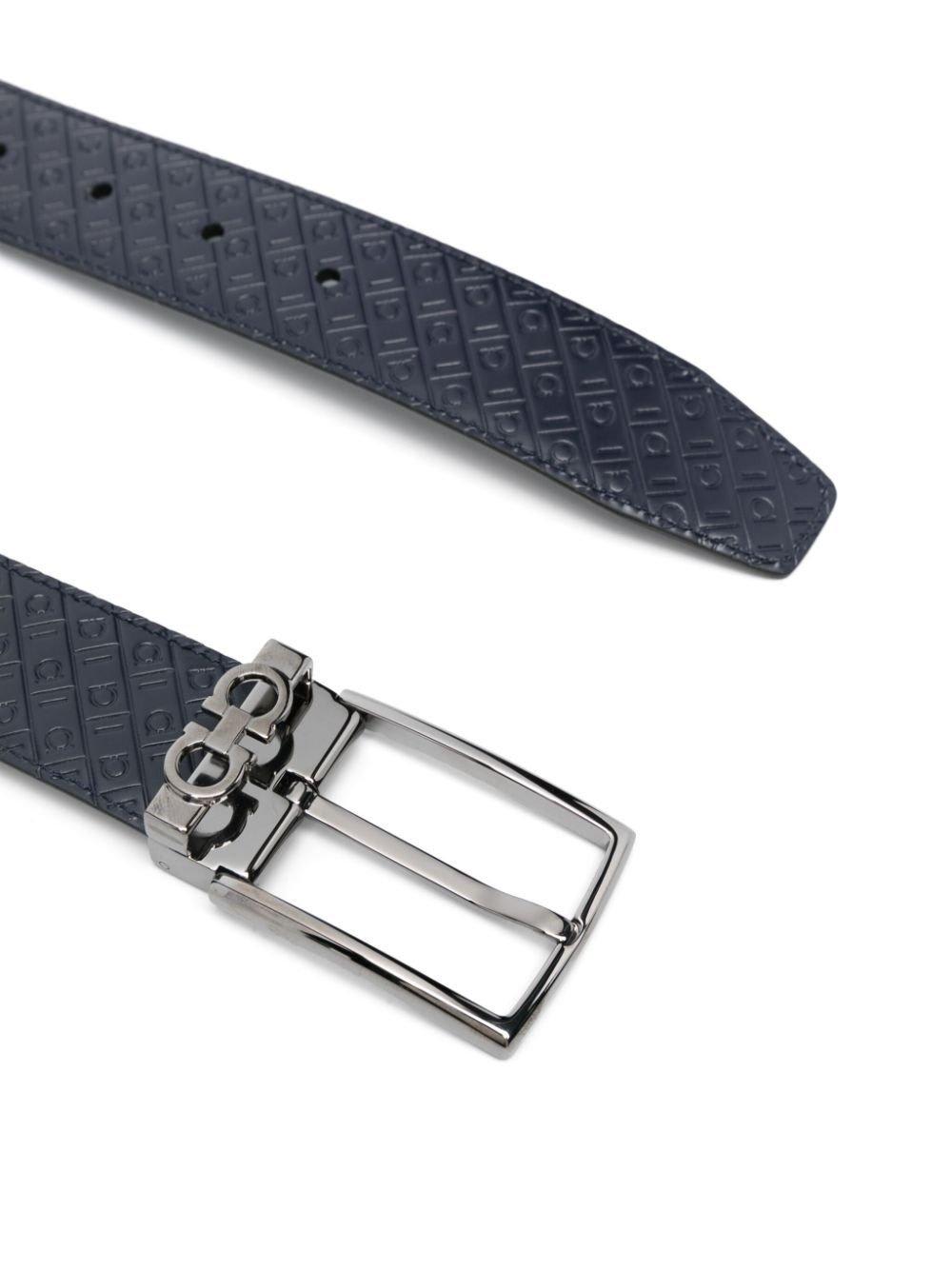 Ferragamo Double Logo-embossed Leather Belt