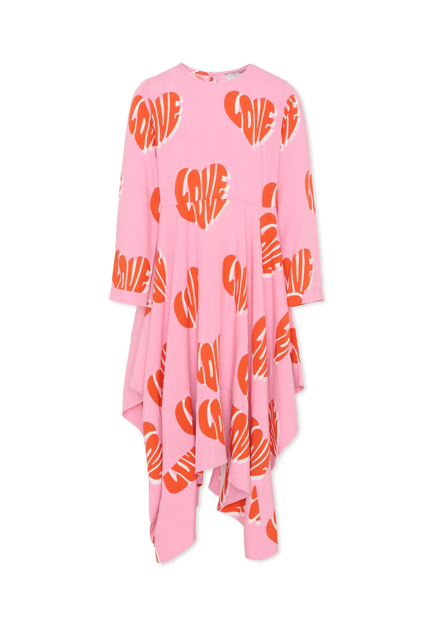 Stella Mccartney Pink Dress With Love Print For Girl In Pink