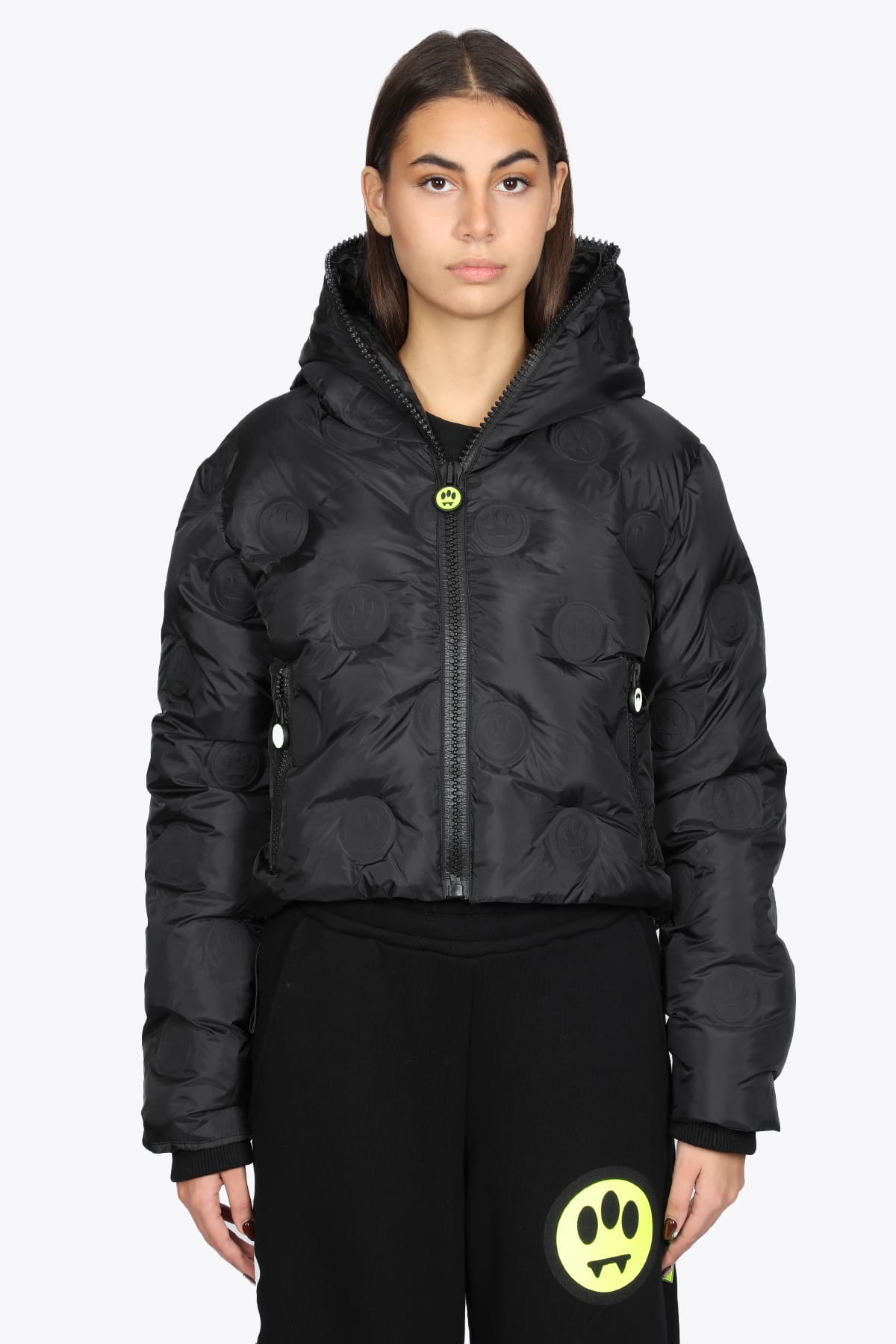Barrow Cropped Nylon Jacket Black nylon hooded puffer jacket
