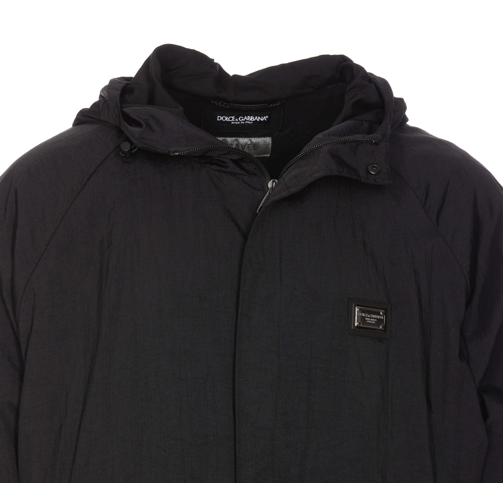 Shop Dolce & Gabbana Nylon Logo Jacket In Nero