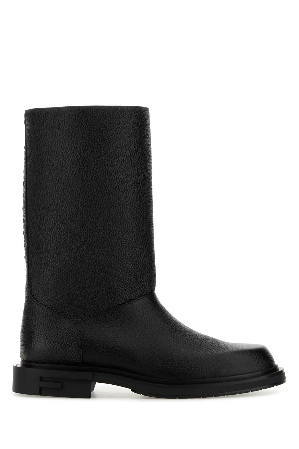 Black Leather Frame Boots