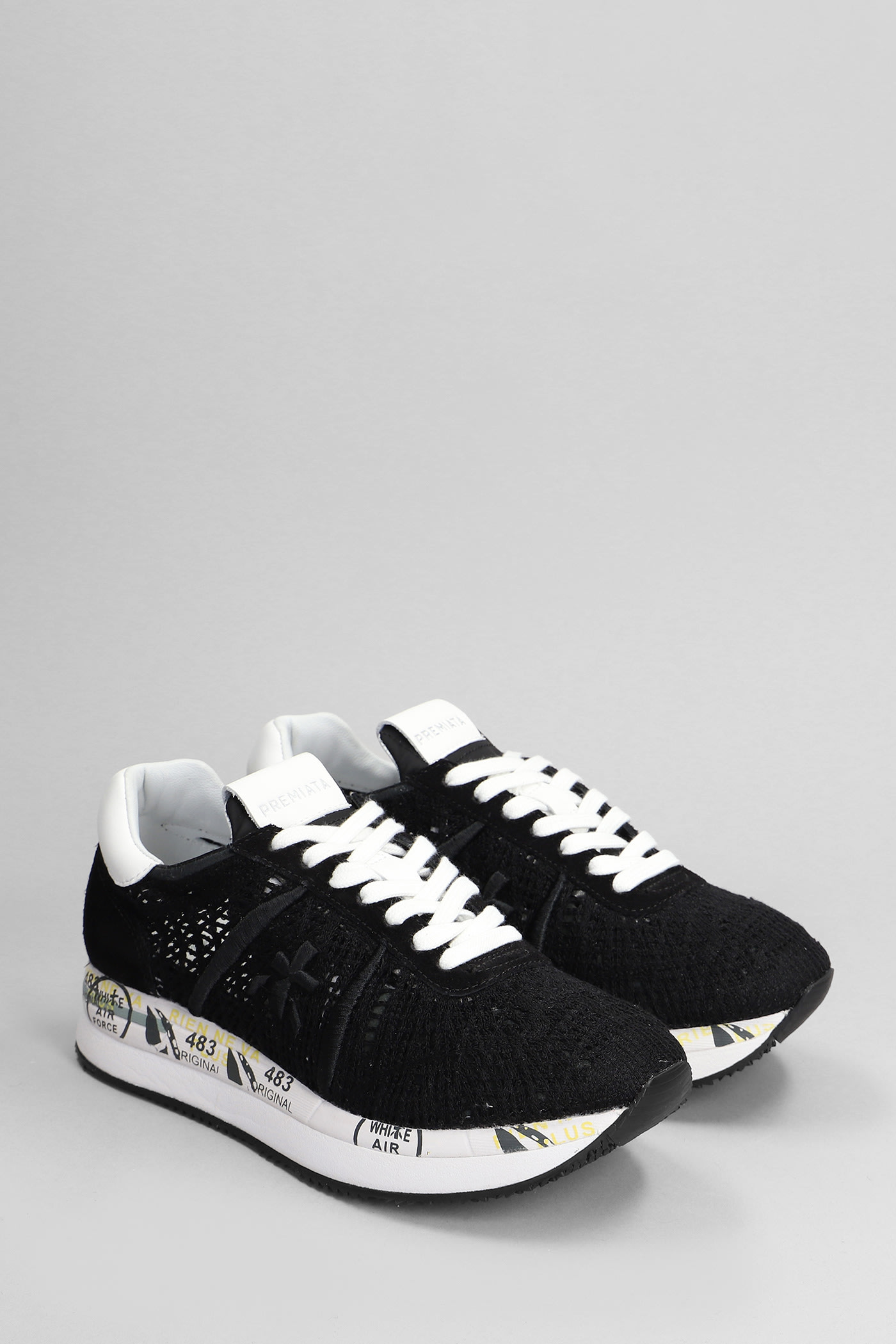 Shop Premiata Conny Sneakers In Black Fabric