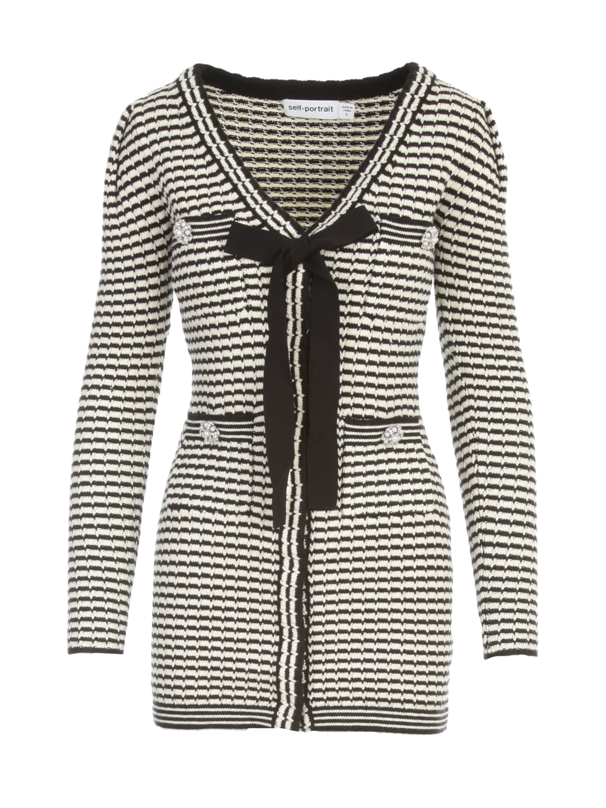 Photo of  self-portrait Monochrome Stripe Knit Dress- shop self-portrait Dresses online sales