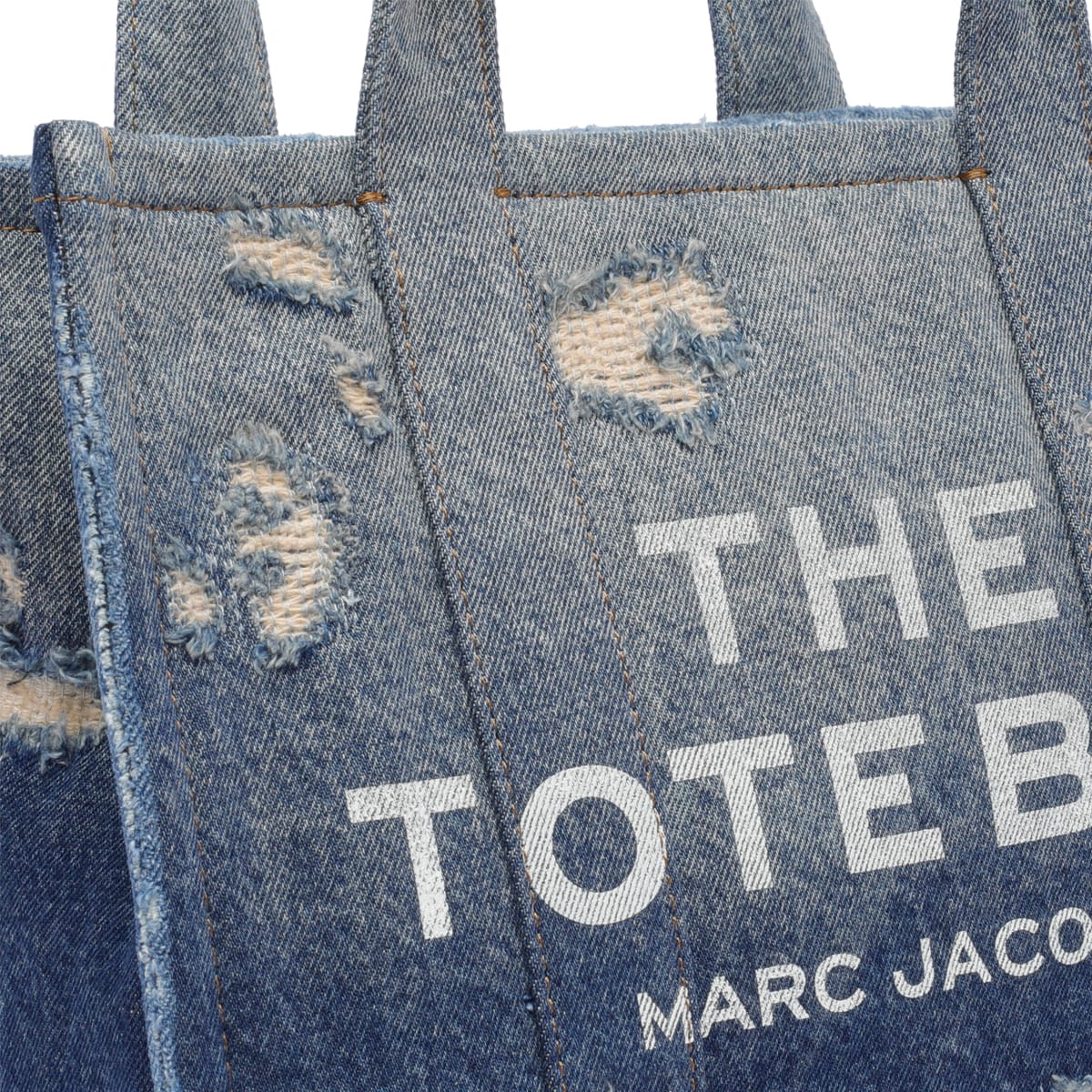 Shop Marc Jacobs The Denim Medium Rip And Repair Tote Bag In Blue