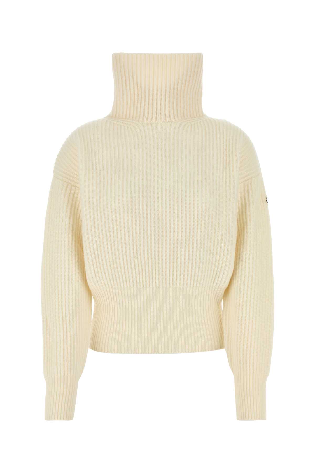 Shop Moncler Ivory Wool Sweater In 035