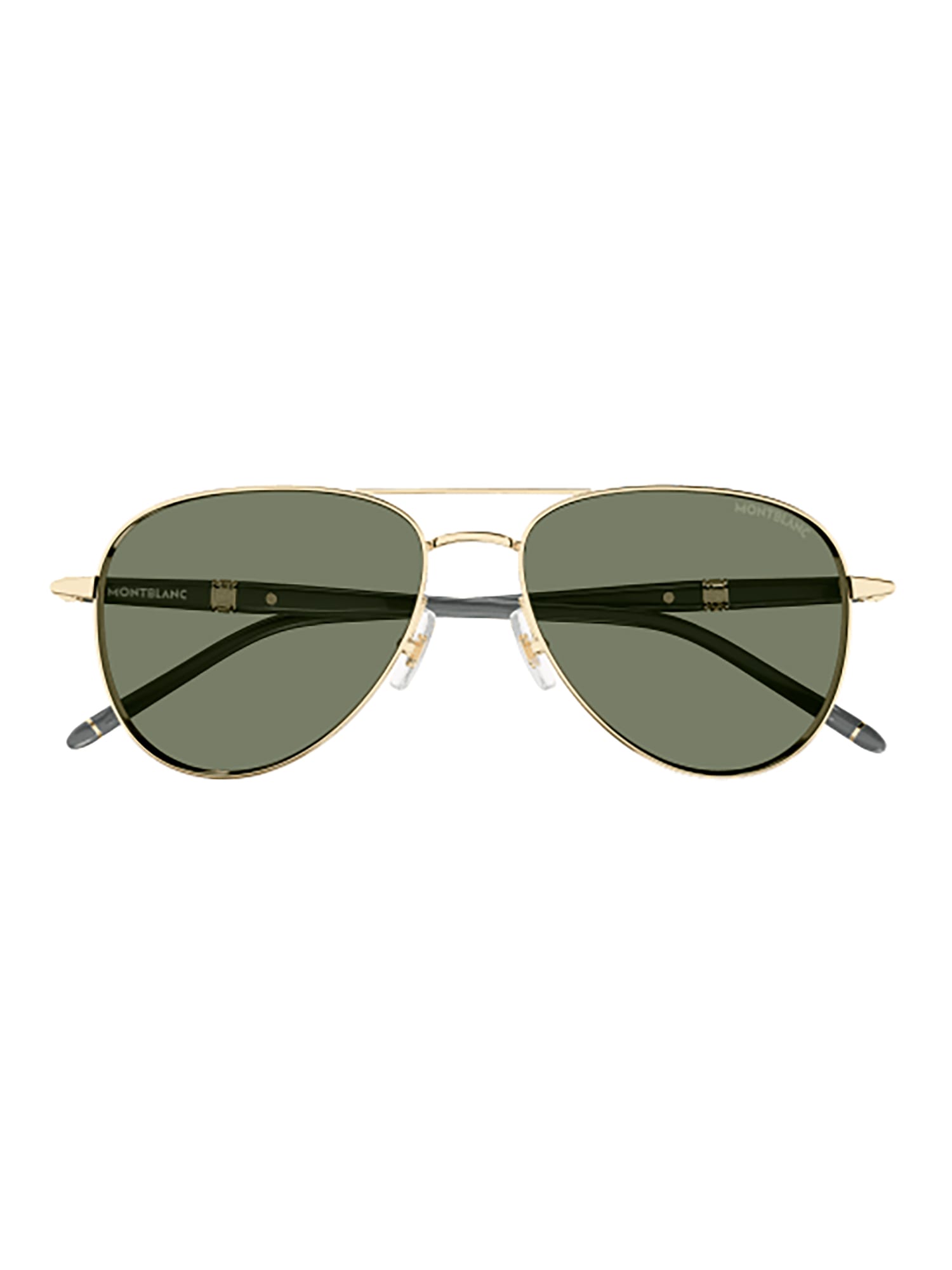 Shop Montblanc Mb0345s Sunglasses In Gold Grey Green