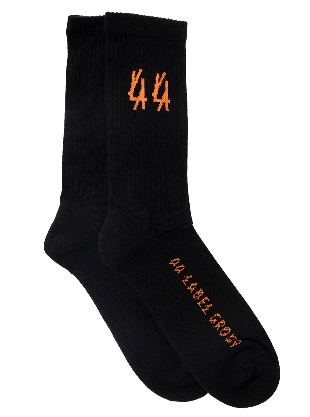 Black Socks With Contrasting Logo Detail In Cotton Blend Man