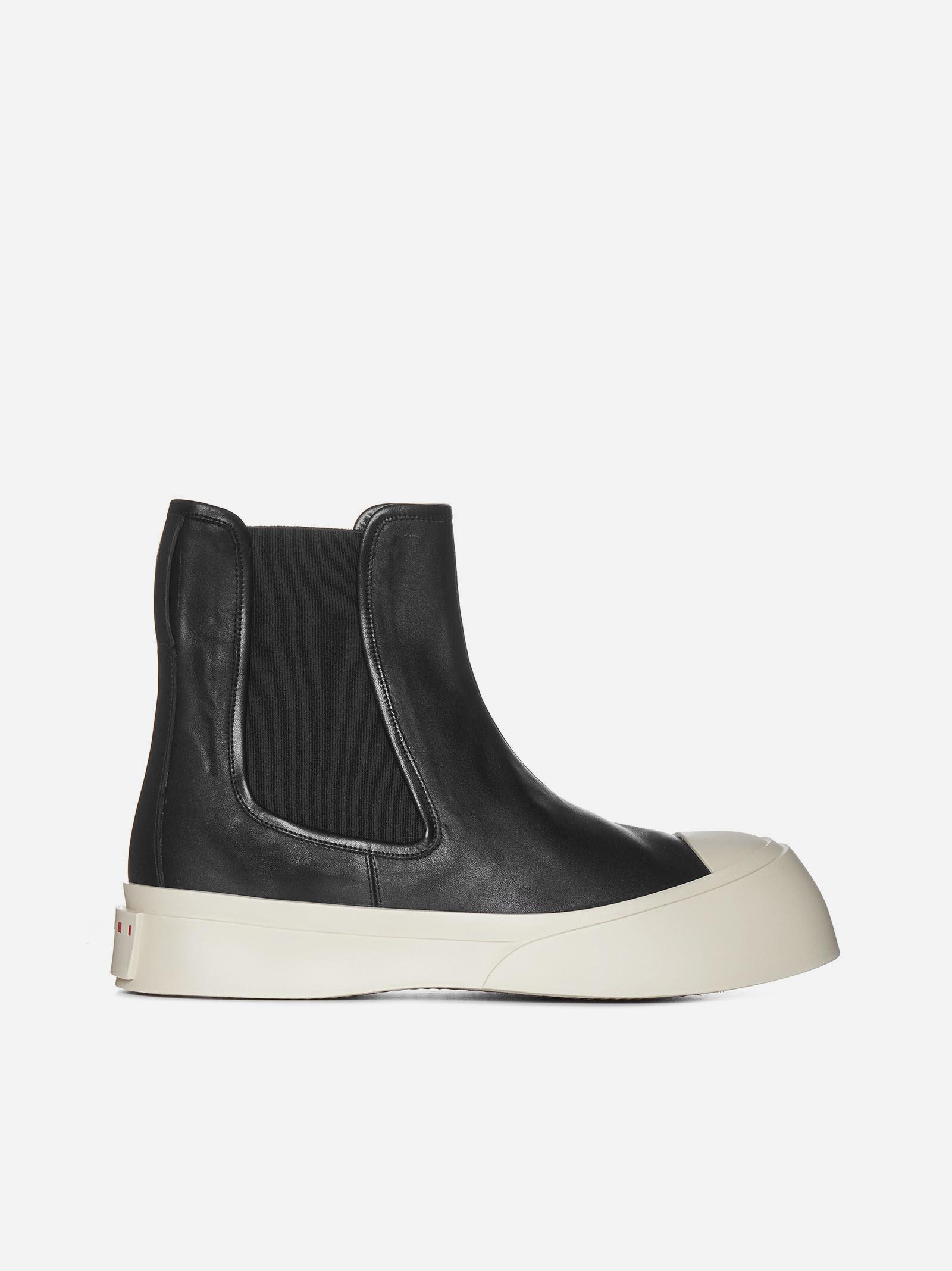 Shop Marni Pablo Leather Chelsea Boots In Black