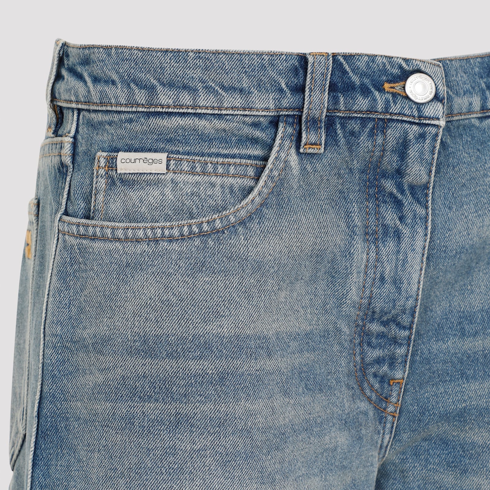 Shop Courrèges Hammer Baggy Jeans In Vintage Medium Blue