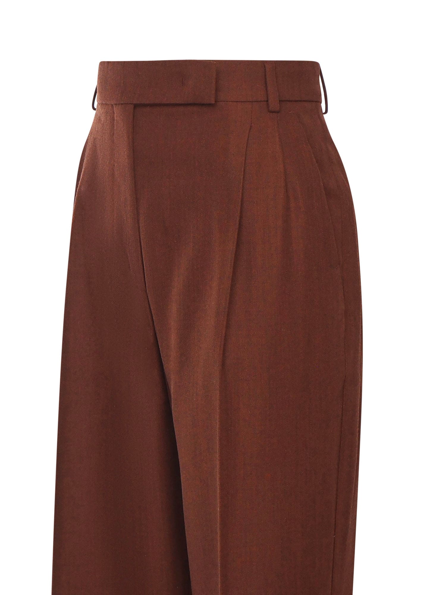 Max Mara Wide-leg Wool Trousers In Burgundy